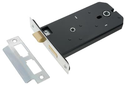 Verrou horizontal à mortaise à 3 leviers en chrome poli robuste de 150 mm pour porte intérieure de salle de bain, porte de toilettes