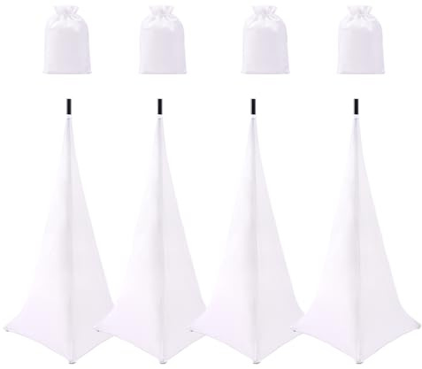 Paquete de 4 fundas para trípode para altavoces de DJ, con cobertura de 360 grados (color blanco, paquete de 4)