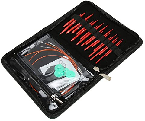 EIMSOAH Aguja Circular Impresa, Aguja de Tejer de PU de Acero Inoxidable de Aluminio Desmontable Portátil, Regalos Prácticos para Entusiastas del Tejido, Juego de 18 Piezas