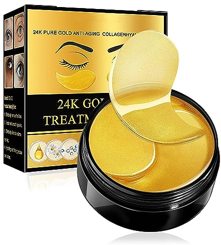 60 Piezas Gold Parches Ojos Bolsas Y Ojeras, Parches Ojos Bolsa Y Ojeras, Anti-Ojeras, Anti-Bolsas, Hidratante Y Refrescante Para Ojos Cansados, Cuidado Del Contorno De Ojos Para Hombres Y Mujeres
