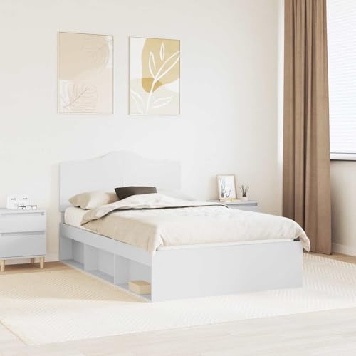 Teenpull 120 x 190 cm Cama somier de Madera de Pino Macizo, Base lecho con cabecero, Estructura colchón con lámina Fija, Dormitorio Adulto e Infantil, Soporte Estable y Montaje fácil para hogar