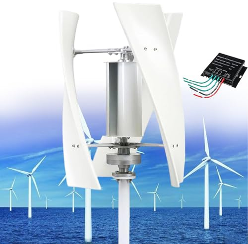 Vertikal vindkraftverk, 14 000 W, 220 V, magnetisk spänning, 3 blad, vattentät laddningsregulator, vit för hemmabruk