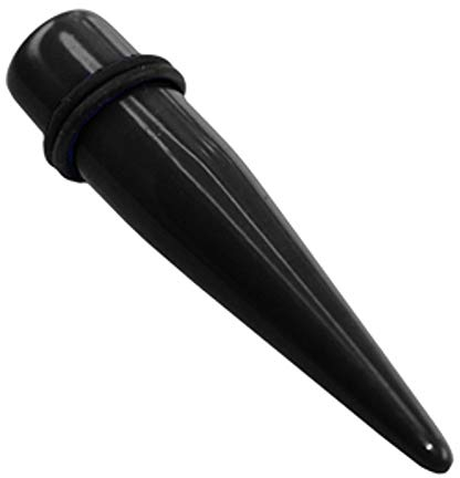 Treuheld® | 10mm Dehnstab | Schwarz | Acryl/Bio - Kunststoff | Dehner für Flesh Tunnel + Ohr Plugs | Dehnungsstab + 2 Gummiringe | Ear Expander