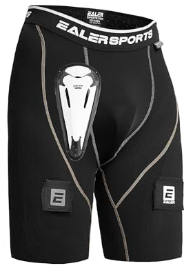 EALER HPC300 Core Compression Hockey Short Jock Pants with Athletic Cup and Sock Tabs for Men and Boys,Adult-XLarge