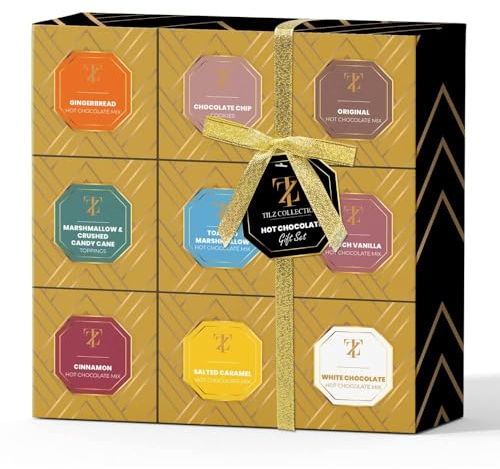 Coffret Cadeau Chocolat Blanc Chaud - Boissons Chaud Aux Saveurs Assorties Sélection De Guimauve Grillée Noisettes Pain D'épices Vanille Salée Cannelle