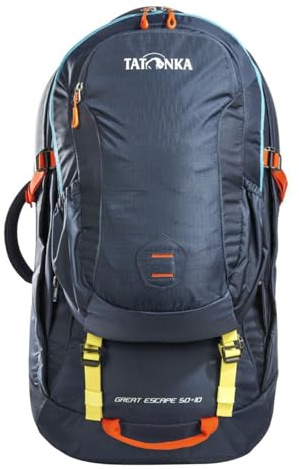 Tatonka Great Escape 50+10 - Reiserucksack mit großer Kofferöffnung, abnehmbarem Daypack (10l) und abdeckbarem Tragesystem - 60 Liter - 64 x 30 x 18 cm - Navy