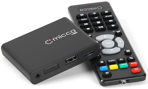 Micca Reproductor Multimedia 4K Ultra-HD para USB y Tarjetas MicroSD, Señalización Digital, Videos MKV MP4 MP3, Salidas HDMI 4K y AV, Reproducción Automática y en Bucle
