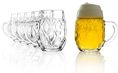 Oberglas Stölzle Bierkrug Landsberg / 6er Set Bierkrüge 0,3 Liter/Stabiler Bier Krug/Biergläser 0,3 Liter aus Soda Lime Glas/Bierseidel 0,3l Spülmaschinengeeignet