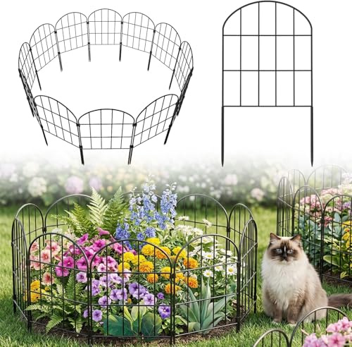 19 Pack Decorative Garden Fence Panels - 24in (H) x 20.58ft (L) Animal Barrier Fence No Dig Fencing Rustproof Metal Wire Edging Panel Border Apply to Dog Fencing for Yard Outdoor Decor Flower Beds