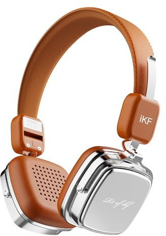 iKF R2 Retro Wireless Headphones, Bluetooth On-Ear Wired Headset, Foldable Design, Pure Bass, 60H Playtime, Bluetooth V5.4, Lightweight and Comfortable, Custom EQ, Multipoint Connection (Brown)