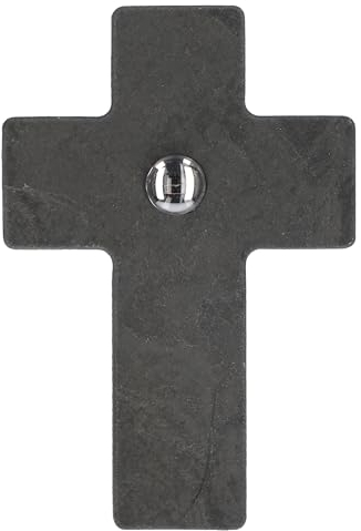 BUTZON & BERCKER Schieferkreuz - Licht des Lebens. Modernes Wandkreuz aus Schiefer mit Glasstein. Christliches Geschenk zur Hochzeit oder Firmung. Format 11,4 x 7,5 cm