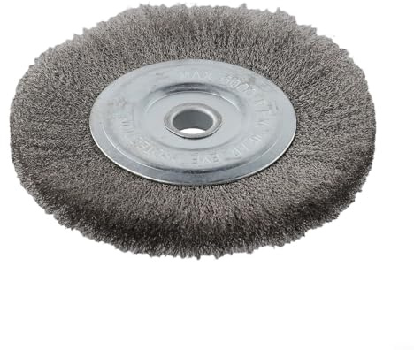 Smerigliatrice da banco abrasivo per sbavatura di metallo, lucidatura spazzola a disco in filo di acciaio inossidabile da 15,2 cm, foro da 16 mm