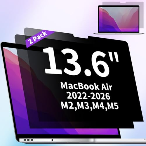 ANTOGOO V Paquete de 2 protectores de pantalla de privacidad para MacBook Air de 13/13.6 pulgadas (2022-2026, M2, M3, M4, M5) – Pantalla de privacidad mate para laptop, filtro antirreflejos de luz