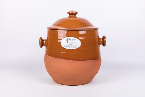 Puchero de Barro Refractario para Cocinar – 10 Litros | Olla Artesanal 30 x 30 cm Hecha a Mano en España | Apto para Horno, Gas o Vitro con Difusor – Felipe Zabala