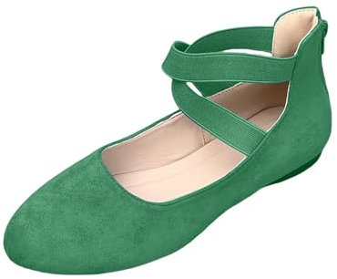Women's Ballet Flats Pumps Ballerina Ankle Strap Womens Flat Court Shoes Wedding Evening Shoes Mary Jane Flats Party Dress Shoe Classic Pointed Toe Shoe with Low Wedge Office Work Footwear Green