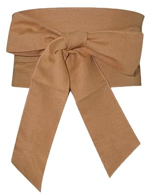 A ALFEEL Women's Cotton Linen Kimono Belt – Elegant Obi Waistband for Casual and Traditional Outfits