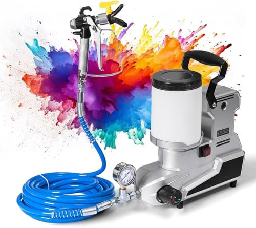 ZHLINGQ Spruzzatore di Vernice Airless Ad Alta Pressione da 1600 W, Spruzzatore di Vernice Airless per Emulsioni, Spruzzatore di Vernici al Lattice a Base d'Acqua con Tubo Flessibile da 16,4 Piedi