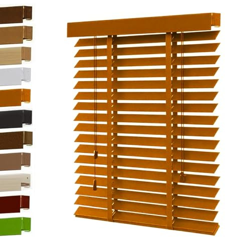 Holzjalousie Innen, Verdunkelung Sonnenschutz Holz Jalousie, Maßanfertigung 5cm Lamellen, 30cm 45cm 55cm 60cm 80cm 90cm 100cm 110cm 120cm 130cm 140cm 160cm(5313)