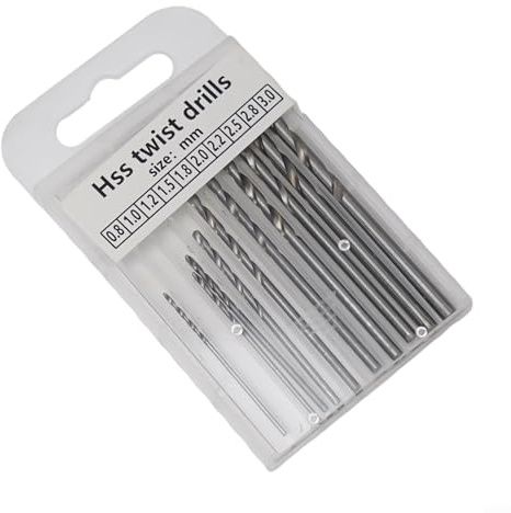 Mini perceuse manuelle avec mandrin sans clé 0,8 mm-3,0 mm pour forets HSS pour bois, plastique, bijoux, projets de bricolage, kit d'outils de 10 pièces (10 forets)