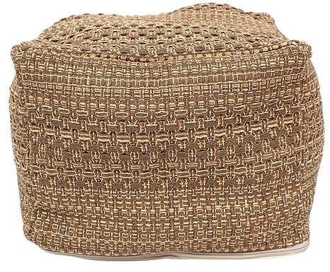 BEAHING Funda para puf de 17 x 17 x 13 Pulgadas, diseño étnico Cuadrado, Funda otomana de algodón y Lino, puf extraíble, reposapiés de Gran Capacidad para sofá, Dormitorio, Sala de Estar