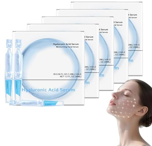 30 st steril hyaluronsyraserumampull 1,2 ml, 3 % 4D HA serumrör för ansikte, fuktgivande fuktkräm för torr och känslig hud, åldersserum med kollagen (5 boxar)