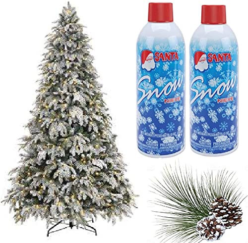 Prextex Winter Textured Snow Spray - 2 Pack 13oz Aerosol Bottles - Flocking Spray for Christmas Tree, Artificial Snows for Crafts, Fake Snows for Windows, Holiday Decorations, Snow Effect