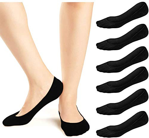 JaosWish No Show Invisible Socks Women, Non Slip Ballerina Foot Socks | 6Pairs Ultra Low Cut Trainer Socks Womens, Hidden Shoe Liners Footsies for Pumps, Loafers, Ballet Flats, Boat Shoes, 3-8