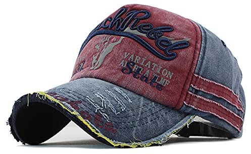 YULOONG Berretto da Baseball in Cotone Vintage Moda Denim Lavato Retro Bordo Sfrangiato Cappello da Sole Cappello da Camionista Ricamato Cappellino Sportivo Casual Taglia Regolabile per Uomo Donna