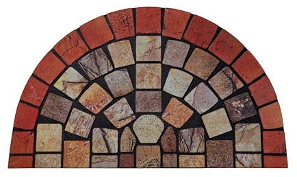Nicoman Elegante tapete de Azulejos para Puerta de Interior y Exterior, Respetuoso con el Medio Ambiente, antiarañazos, Antideslizante, Media Luna (75 x 44 cm), Borde Rojo