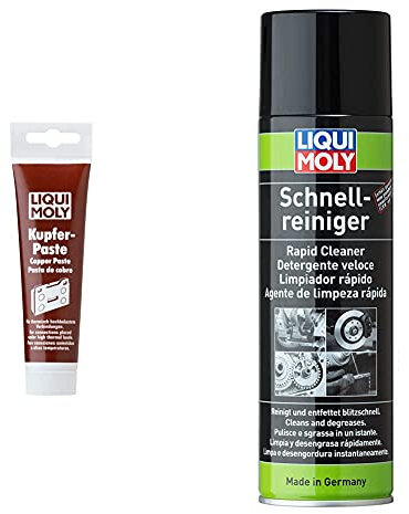 Liqui Moly 3080 Pasta De Cobre, 100 Gr + 3318 Limpiador Rápido Spray, 500 Ml, Colores Aleatorios