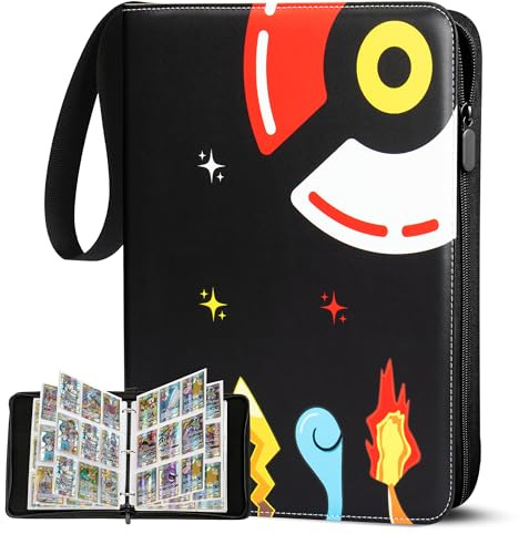 Sammelalbum für Pokemon Karten, 50 Seiten 900 Karten Kapazität Sammelkarten Album, PU Tragbar Wasserdicht Karten Halter Heft Ordner Buch kompatibel Ninjago Geschenk für Kinder 50 Pcs Seite
