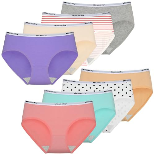 Mesachy Girls Underwear Cotton Panties for Teens Girl Kids Briefs Pack of 8