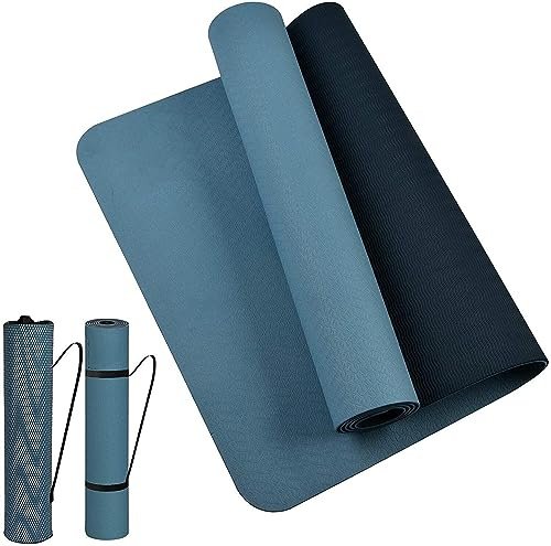 Tappetino Yoga in TPE Ecologico, m MU, Tappeto Allenamento Antiscivolo Doppia Faccia ad Alta Densita Materassino, Impermeabile Dimensione di 183 x 61 x 0.6 cm con Custodia
