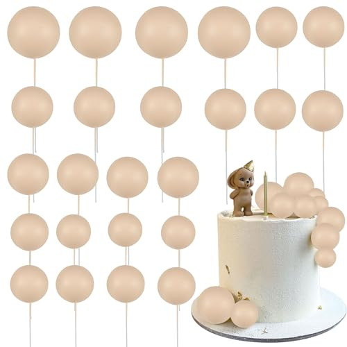 Gyufise 30 palline per cupcake con palline in schiuma per cupcake, per fai da te, mini palloncini per baby shower, compleanni, matrimoni, anniversari, feste, colore: cachi