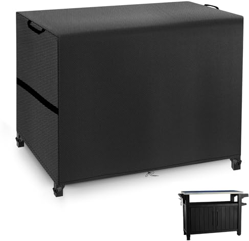 Housse de Table d'appoint pour Barbecue Imperméables,Bache Desserte Barbecue Coupe Vent,Couverture de Table de préparation de Gril avec Cordon et Poignée,Tissu Oxford 420D (137 * 65 * 90cm,Noir)