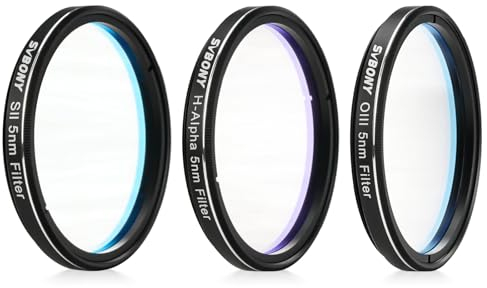 Svbony SV227 2 Narrow-Band Filter Kit, OIII-CCD H-Alpha SII-CCD 5nm Narrow-Band Filter Reduce Light Pollution, 3Pcs Telescope Deep Sky Filter Set, for Nebula Observation Astrophotography