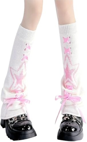 Benvärmare Y2K tvåsidigt slitage, stickade långa benvärmare utsvängda lösa höga strumpor, Harajuku Gyaru tillbehör