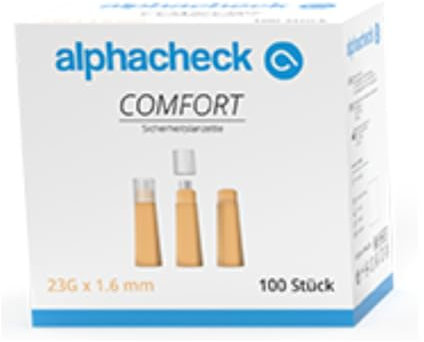 Alphacheck Comfort 13100280 - Lancetas de seguridad (23 g x 1,6 mm, 100 unidades)