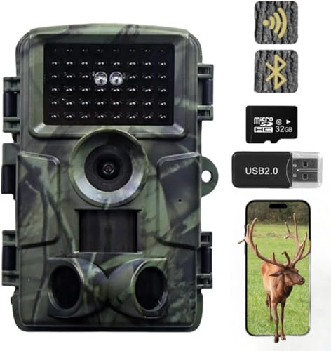 ZYJDGNNY Wildlife - Cámara con sensor de movimiento, visión nocturna, WiFi con aplicación de transferencia móvil, 60 MP, 4K, visión nocturna 0,2 s, 940 nm, sin luz infrarroja, para exteriores