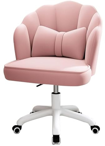 Sminkbordsstol i sammet, 360° vridbar skönhetsskrivbordssminkstol, skalstol - sminkstol, for vardagsrum, sovrum(Pink)