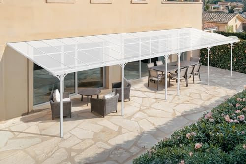 Pérgola/cochera de Aluminio Cazeboo, KLEO Carport, 1000 x 300 cm, Gris, pérgola adosada, 30 m², Techo de policarbonato