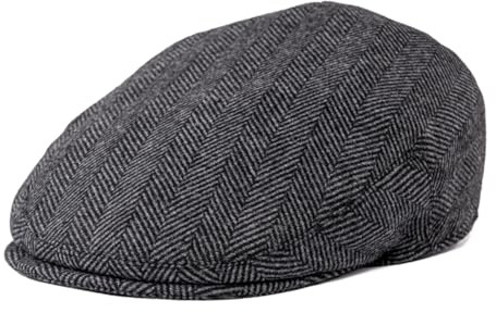 FEINION Men's Wool Tweed Newsboy Ivy Cap Gatsby Golf Flat Hat (Herringbone Grey, 7 1/2)