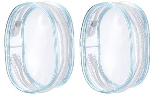 PATIKIL 4x3 Inch Clear Display Bags, 2 Pcs Pouch for Collectibles Pompom Ball Portable Mini Doll Pouch Carrying Case Blind Box Figures Display, Blue