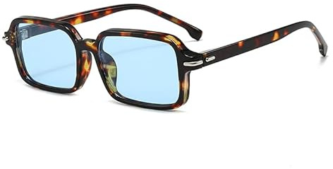 YAMEIZE Gafas de sol Rectangulares Pequeñas Retro Mujer Hombre Vintage 90s Gafas de sol Rectangulares UV400 (Cáscara de Tortuga Azul)