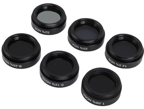 Bewinner Kit Filtro Lunare a densità Neutra per Telescopio da 6 Pezzi da 1,25 Pollici, Filtri Oculare ND2 ND4 ND8 ND16 ND32 ND64 con Custodia in Alluminio per L'osservazione Lunare