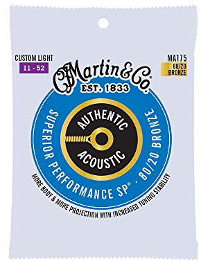 MARTIN Akustikgitarrensaiten, Superior Performance Custom Light 11-52, 80/20 Bronze (MA175)