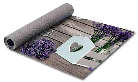 HomeLife PVC Küchenläufer waschbar & rutschfest | 52 × 350 cm | PVC Teppich Läufer für Küche, Flur & Bad | Polyester Teppich für Eingangsbereich Innen & Außenbereich | DesignLavendeltraum