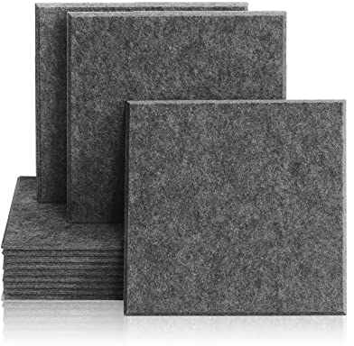 Rdutuok 12 Paneles de Absorción Acústica 30,5 x 30,5 x 1 cm acústicos alta densidad Azulejos con bordes biselados,Para Estudio de Grabación, Oficina,Estudio Decoración pared (Gris oscuro)