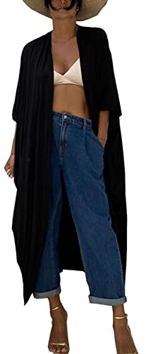 YouKD lös kaftan boho kimono strand bikini täcka upp klänning plus size hemmakläder för kvinnor