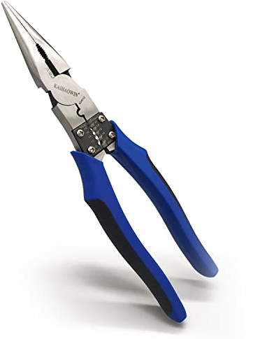 KAIHAOWIN Alicates de punta de aguja 240mm acero cromo vanadio, Alicates combinados robustos y resistentes, Multiherramienta pelacables para mecánicos